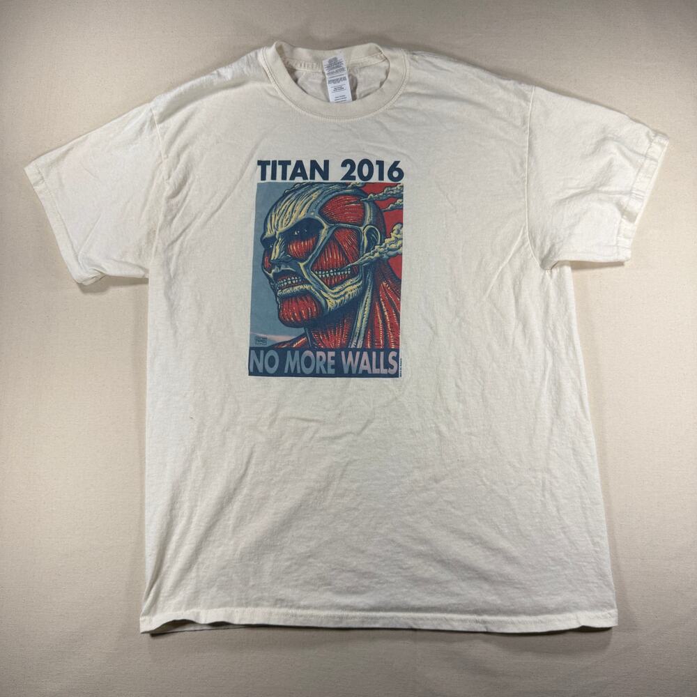 Attack On Titan 2016 No More Walls Graphic T Shirt Mens Large White